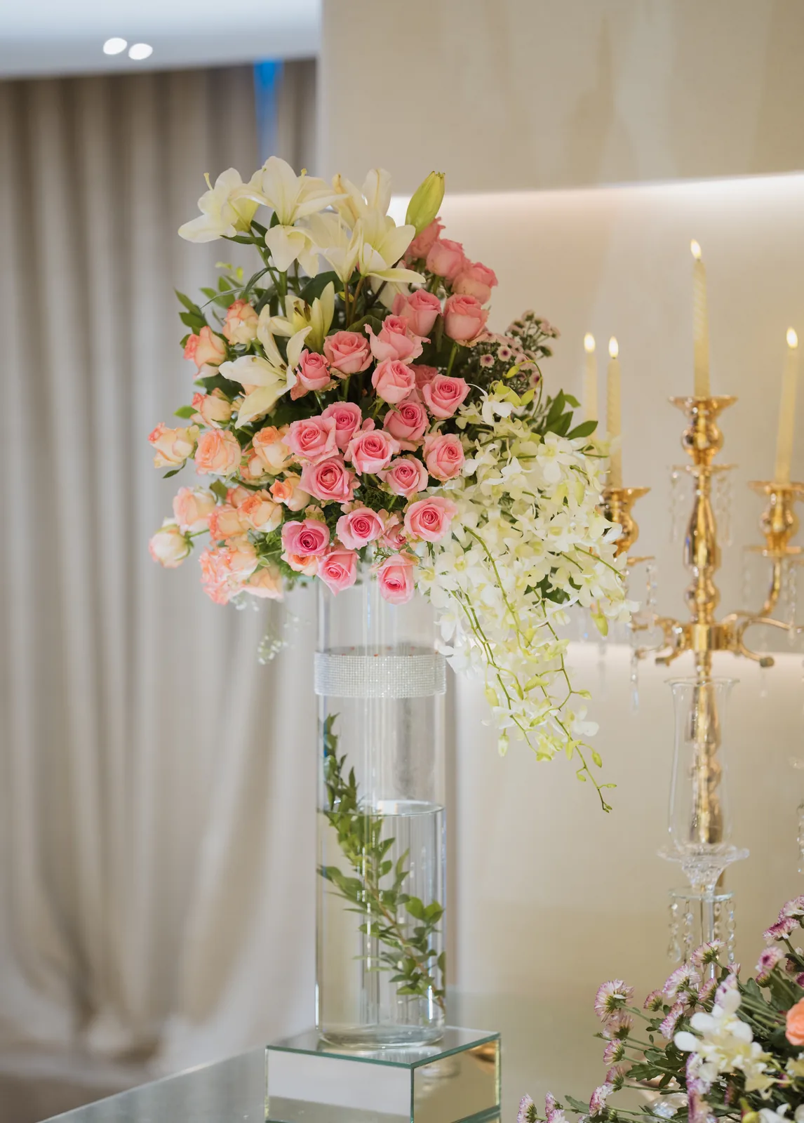 Engagement floral stage at HOST at The Hilltop, Banjara Hills Hyderabad
