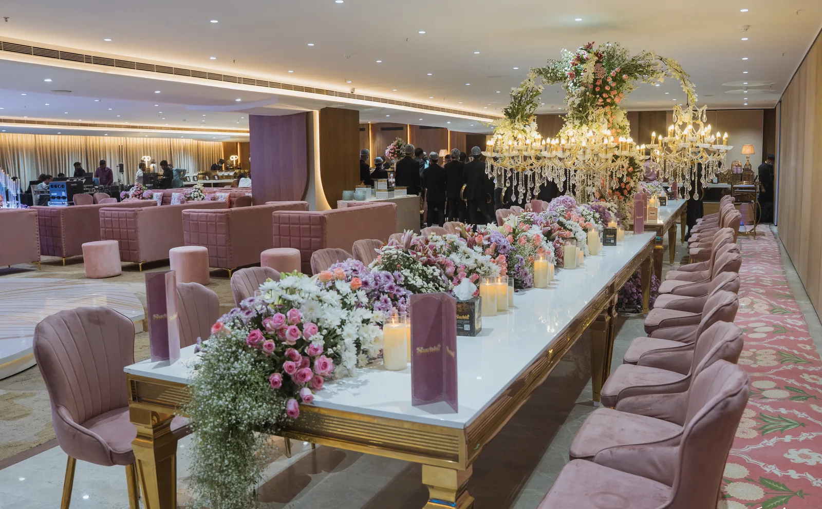 Engagement venue Hyderabad with floral stage — HOST at The Hilltop, Banjara Hills