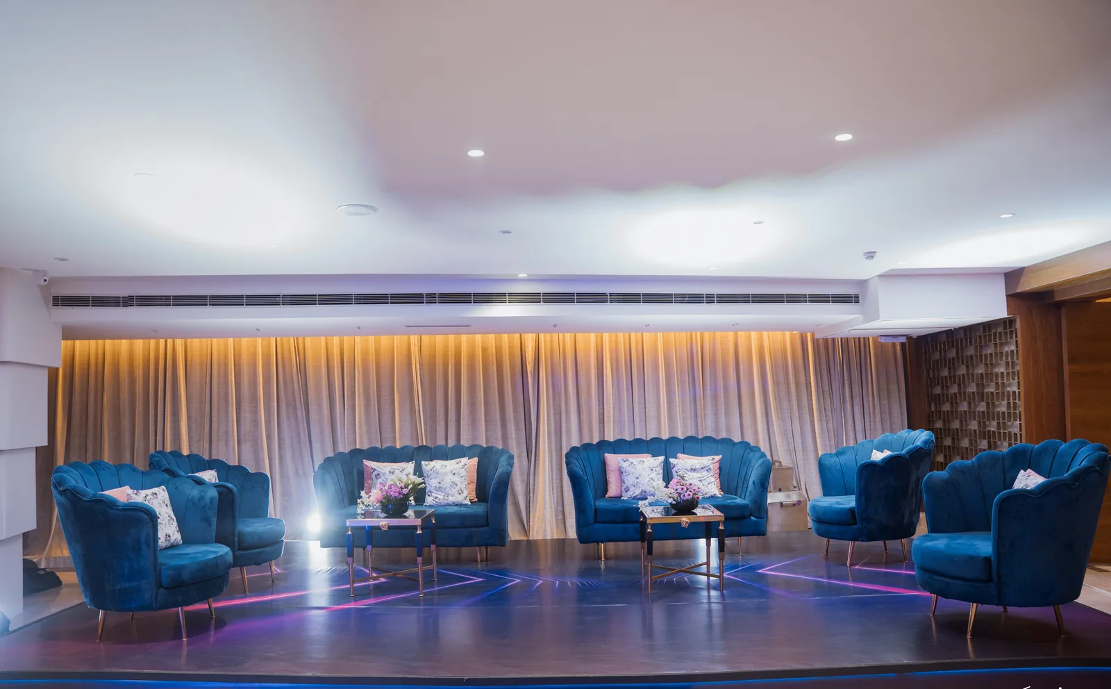 Lounge seating at HOST sangeet venue, Banjara Hills Hyderabad